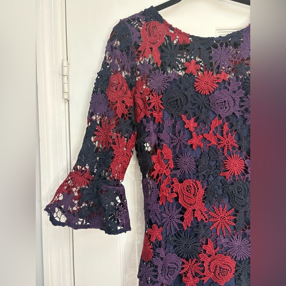 Neiman Marcus Floral Lace Overlay Sheath Dress Medium‎ - Picture 2 of 7